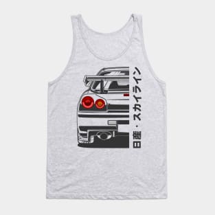 Nissan Skyline GTR R34 Line Art Illustration Tank Top